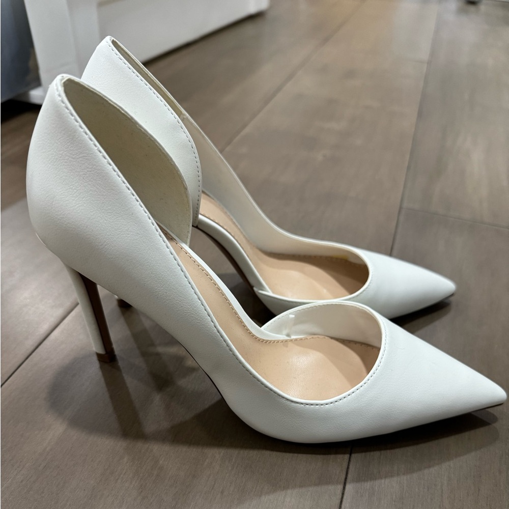 Mango White Pointed-Toe Heels with Stiletto